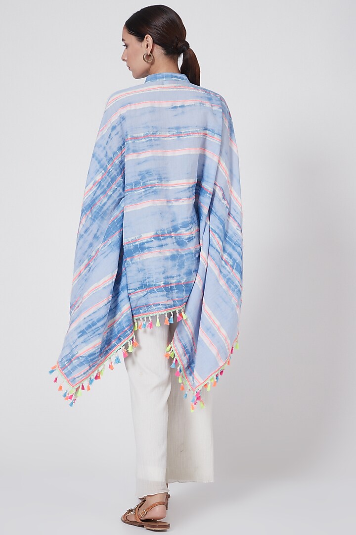 Cobalt Blue Mandarin Collared Top by First Resort by Ramola Bachchan at Pernia's Pop Up Shop