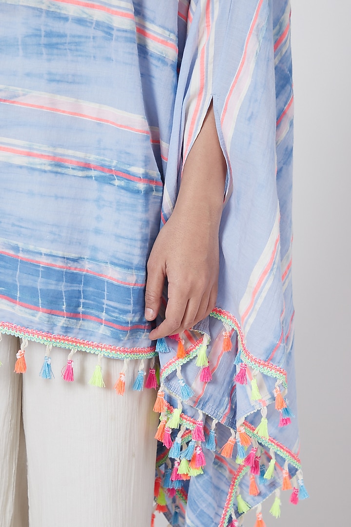 Cobalt Blue Mandarin Collared Top by First Resort by Ramola Bachchan at Pernia's Pop Up Shop