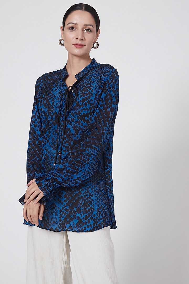 Black Animal Printed Top by First Resort by Ramola Bachchan at Pernia's Pop Up Shop