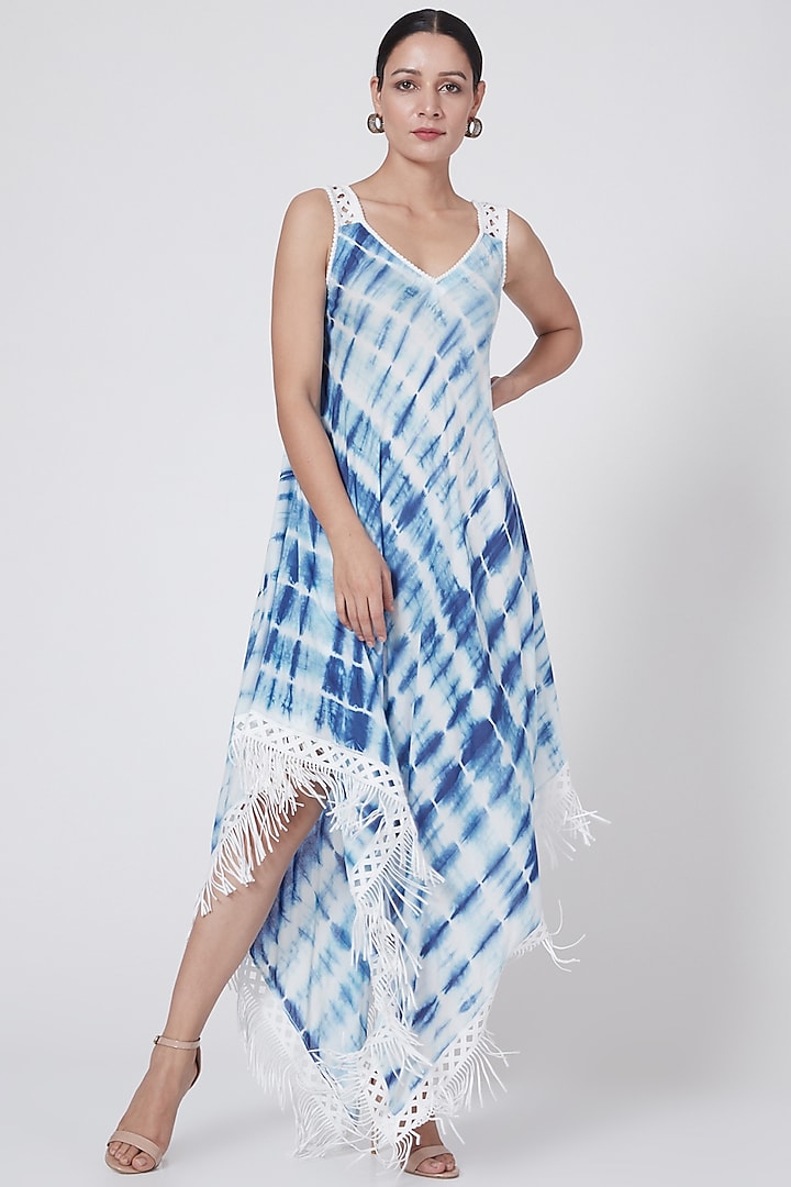 White Printed Handkerchief Dress by First Resort by Ramola Bachchan