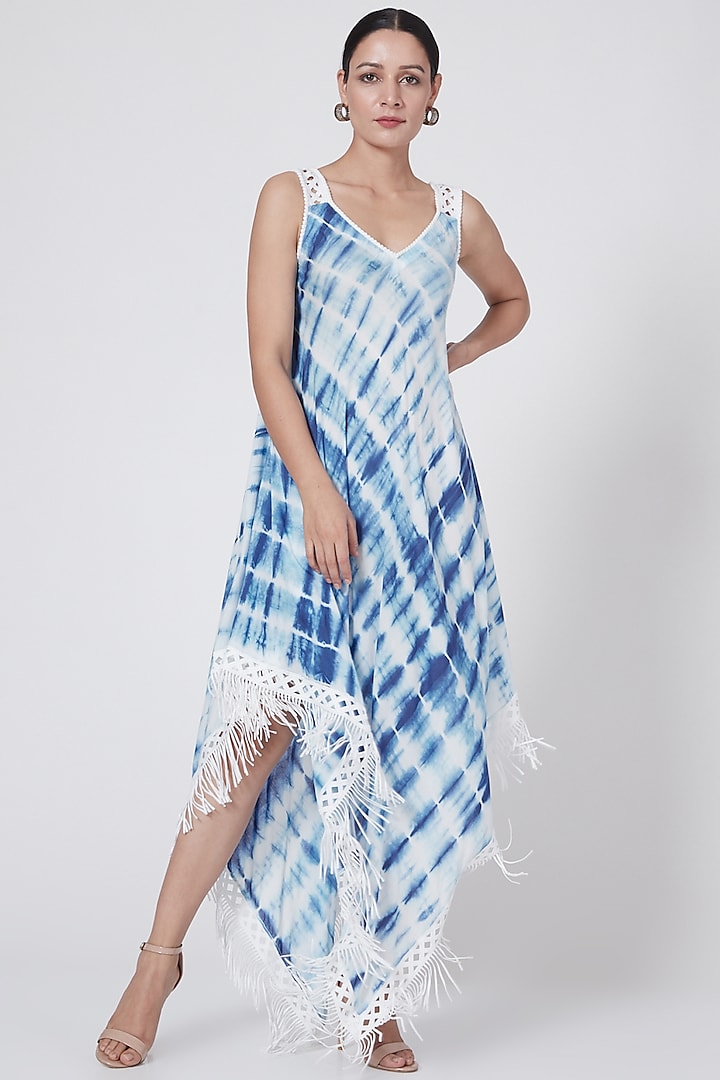 White Printed Handkerchief Summer Dress by First Resort by Ramola Bachchan at Pernia's Pop Up Shop