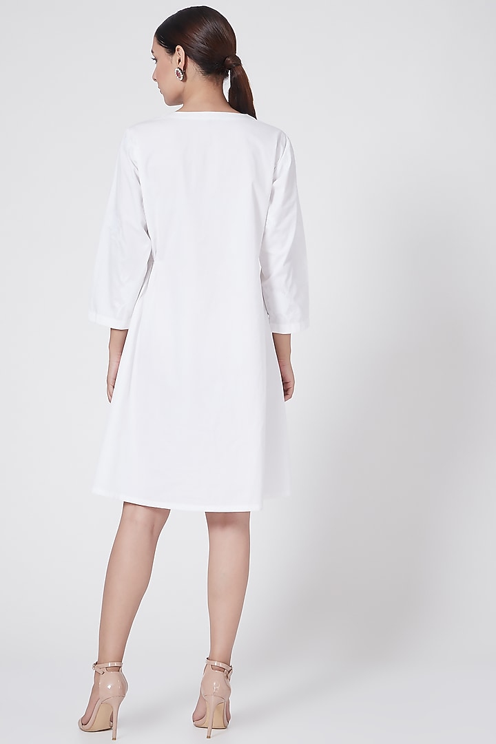 White Embroidered Summer Dress With Tassels by First Resort by Ramola Bachchan at Pernia's Pop Up Shop