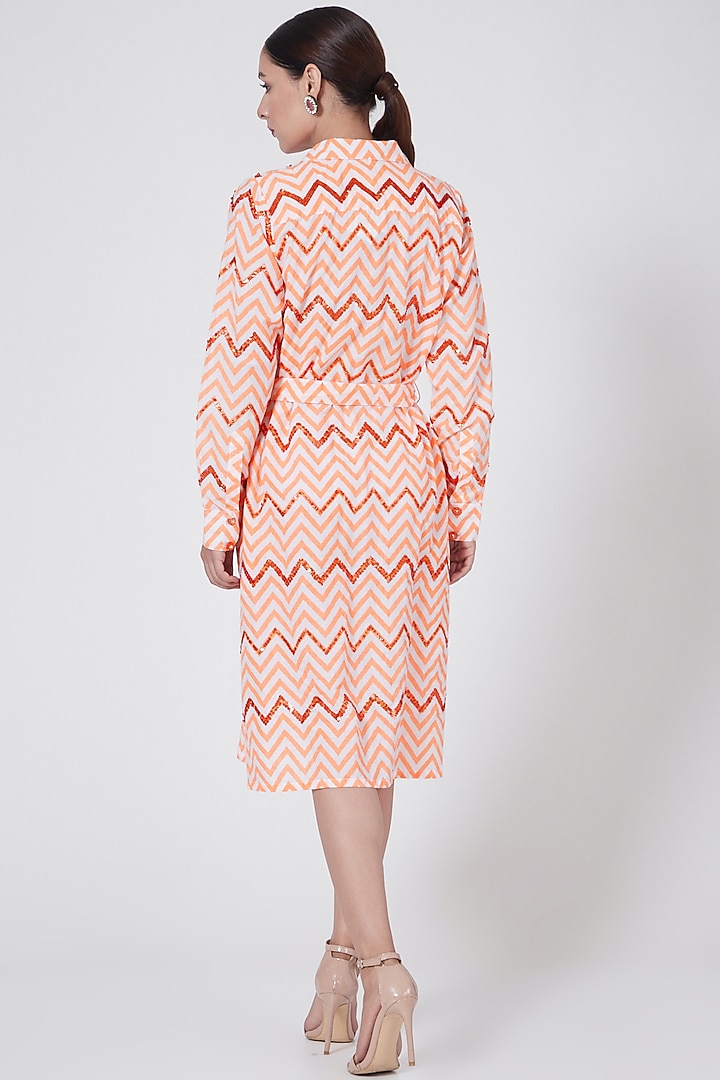 Orange Embroidered Summer Shirt Dress by First Resort by Ramola Bachchan at Pernia's Pop Up Shop