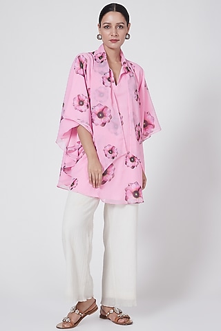 Blush Pink Floral Printed Top by First Resort by Ramola Bachchan