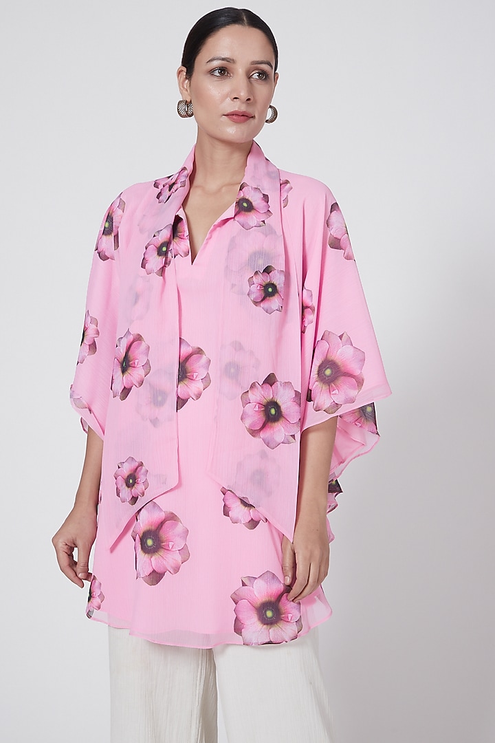 Blush Pink Floral Printed Top by First Resort by Ramola Bachchan at Pernia's Pop Up Shop