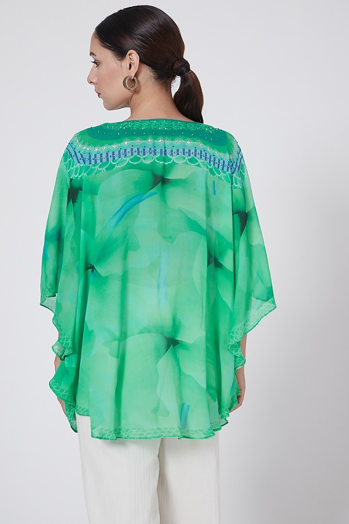 Turquoise Floral Printed Tunic by First Resort by Ramola Bachchan at Pernia's Pop Up Shop
