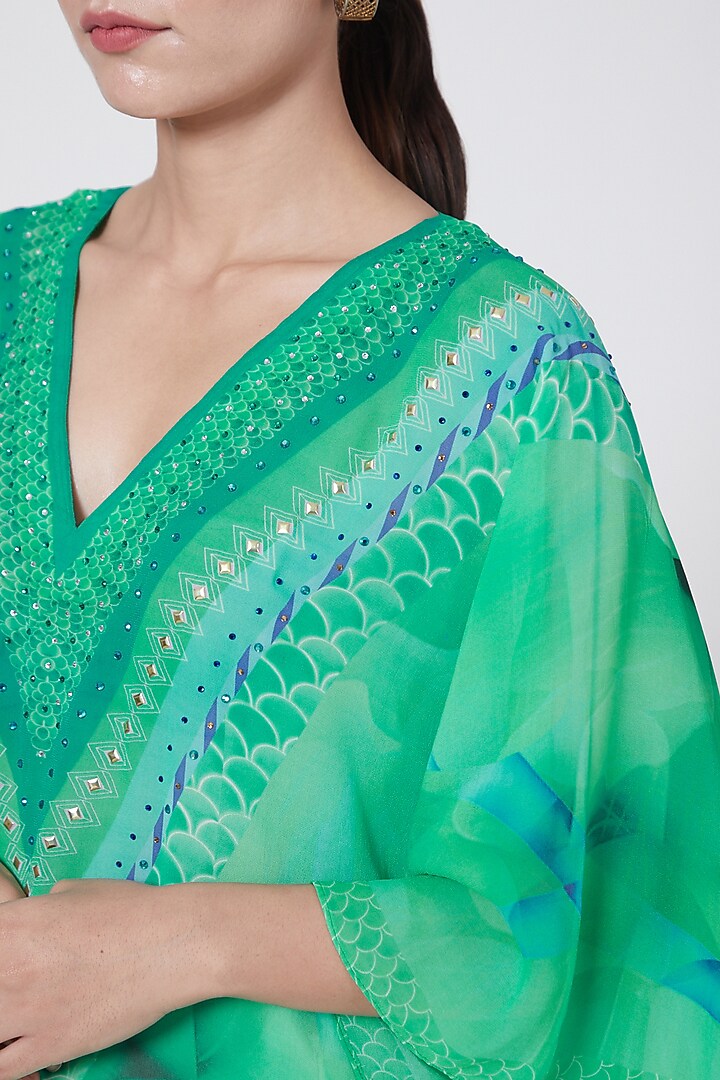 Turquoise Floral Printed Tunic by First Resort by Ramola Bachchan at Pernia's Pop Up Shop