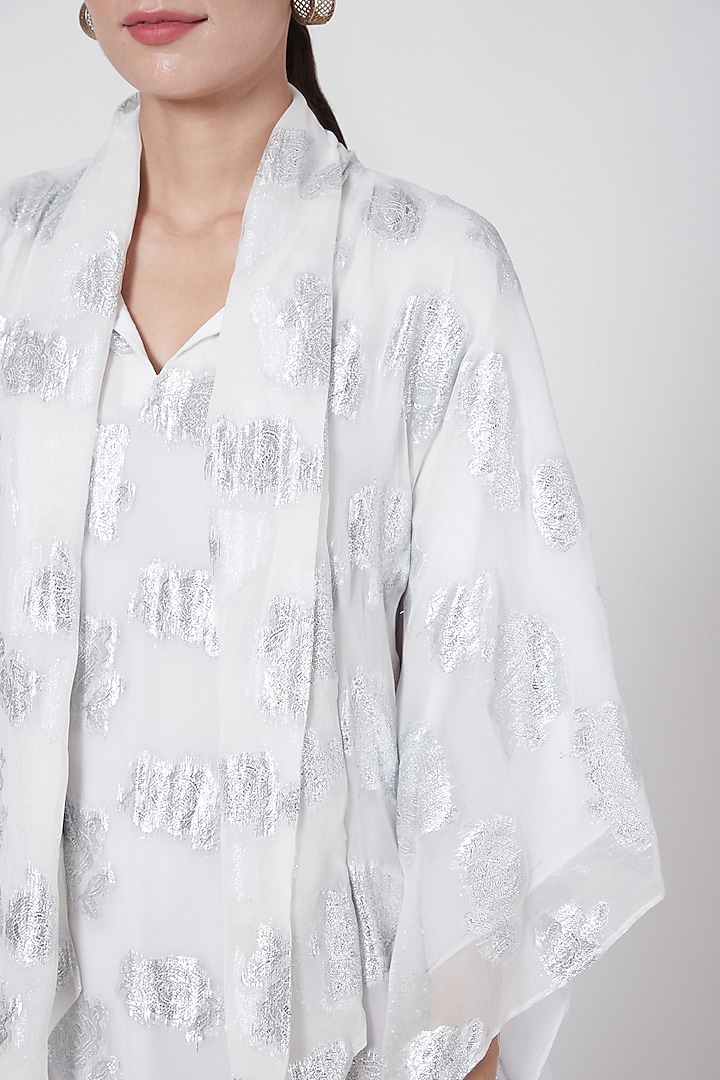 White & Silver Top With Bow-Tie by First Resort by Ramola Bachchan at Pernia's Pop Up Shop