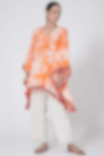 Orange Tie-Dye Poncho Top by First Resort by Ramola Bachchan