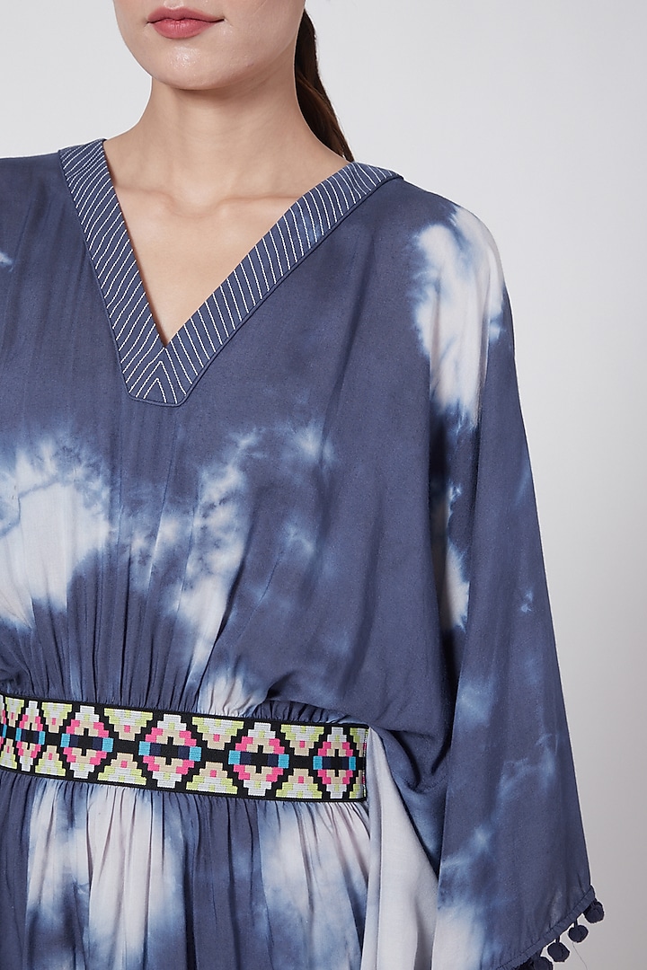 Cobalt Blue Tie-Up Kaftan by First Resort by Ramola Bachchan at Pernia's Pop Up Shop