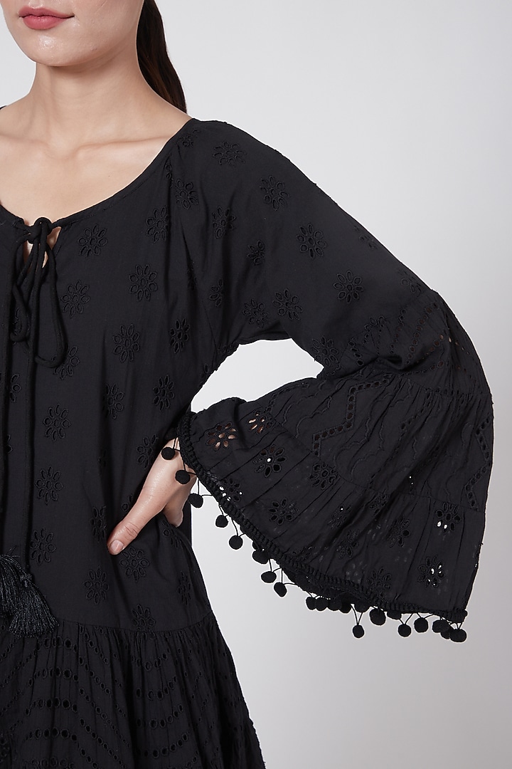 Black Eyelet Tiered Summer Dress by First Resort by Ramola Bachchan at Pernia's Pop Up Shop