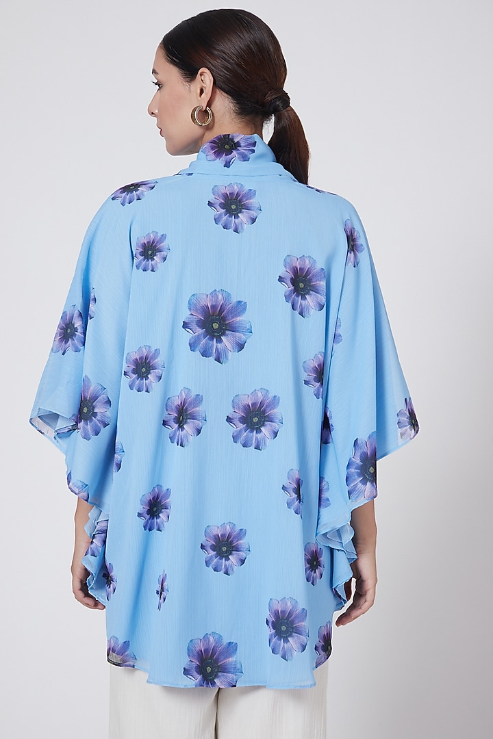 Sky Blue Floral Printed Top by First Resort by Ramola Bachchan at Pernia's Pop Up Shop