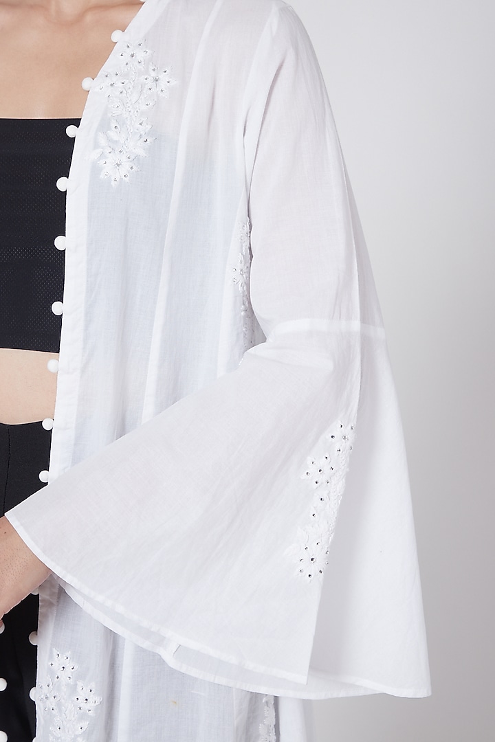 White Crystal Embroidered Jacket by First Resort by Ramola Bachchan at Pernia's Pop Up Shop