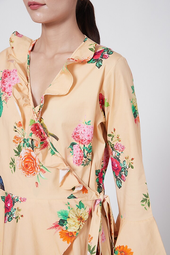 Yellow Ruffled Wrap-Around Summer Dress by First Resort by Ramola Bachchan at Pernia's Pop Up Shop