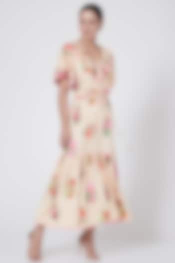 Yellow Ruffled Summer Dress With Tassels by First Resort by Ramola Bachchan at Pernia's Pop Up Shop