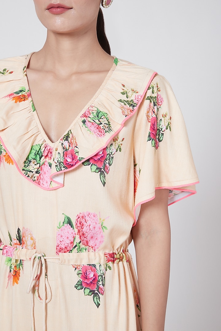 Yellow Ruffled Summer Dress With Tassels by First Resort by Ramola Bachchan at Pernia's Pop Up Shop