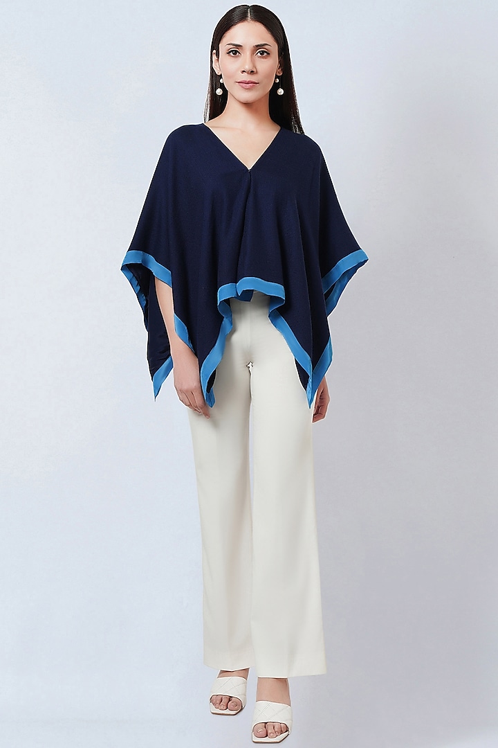 Dark Blue Cashmere Cape by First Resort by Ramola Bachchan at Pernia's Pop Up Shop