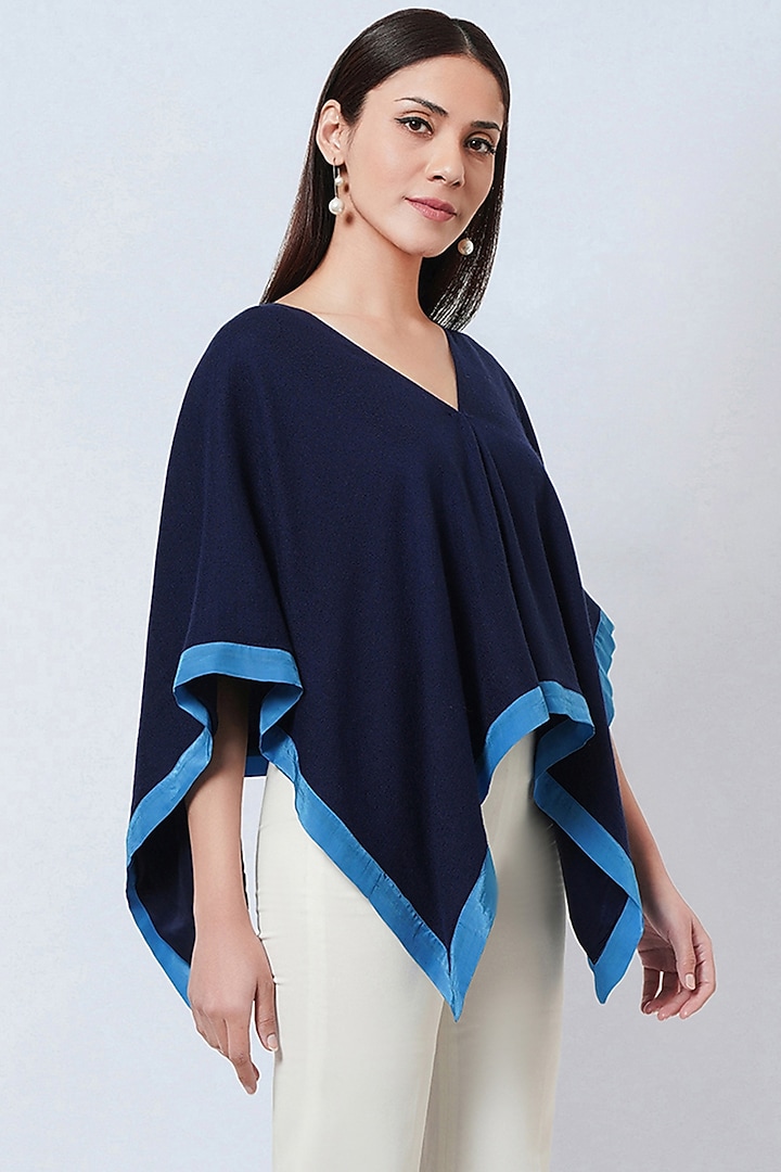 Dark Blue Cashmere Cape by First Resort by Ramola Bachchan at Pernia's Pop Up Shop