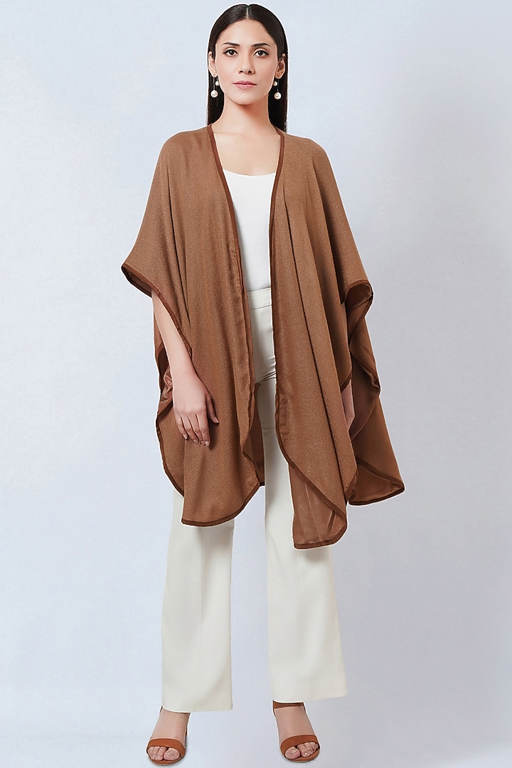 Brown Cashmere Cape by First Resort by Ramola Bachchan at Pernia's Pop Up Shop