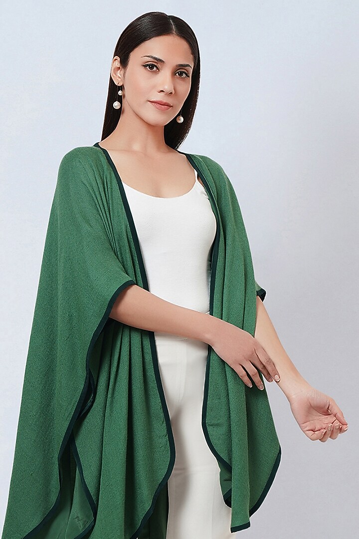 Emerald Green Cashmere Cape by First Resort by Ramola Bachchan at Pernia's Pop Up Shop
