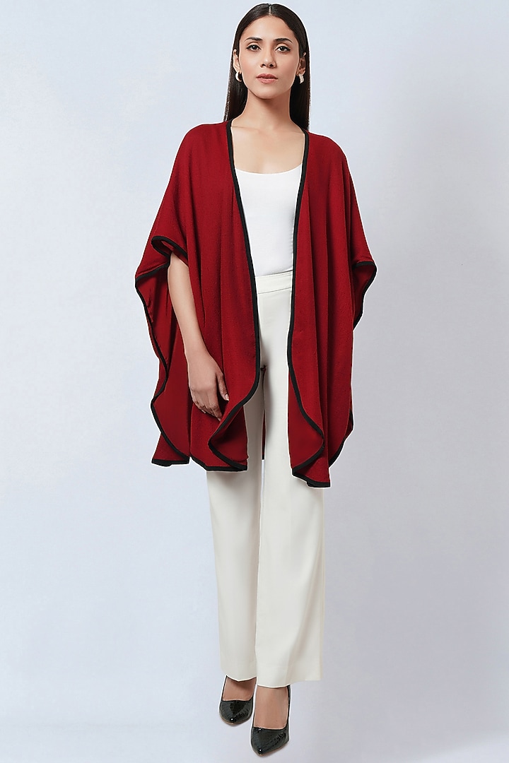 Maroon Cashmere Cape by First Resort by Ramola Bachchan at Pernia's Pop Up Shop