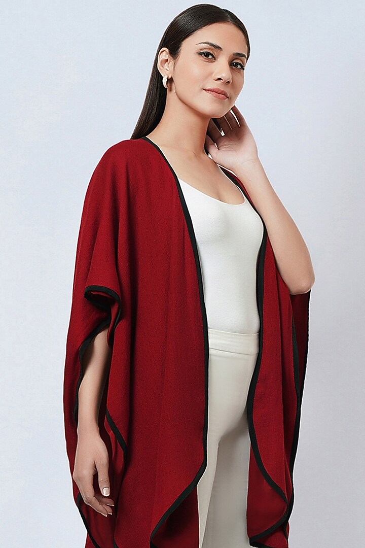 Maroon Cashmere Cape by First Resort by Ramola Bachchan at Pernia's Pop Up Shop
