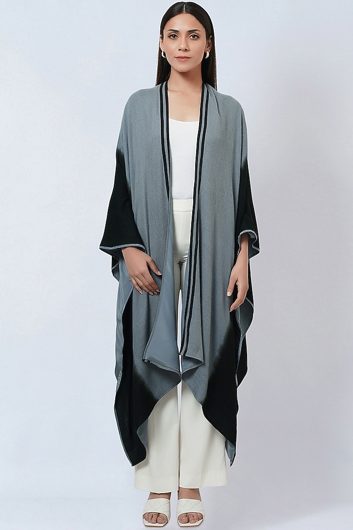 Grey & Black Cashmere Ombre Cape by First Resort by Ramola Bachchan at Pernia's Pop Up Shop