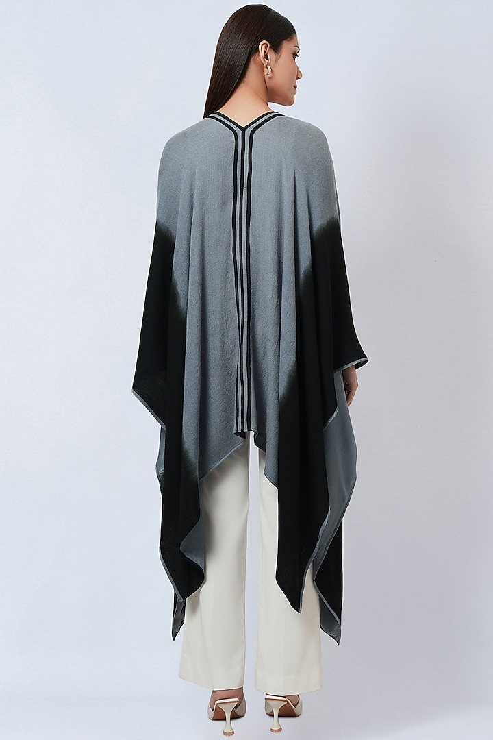 Grey & Black Cashmere Ombre Cape by First Resort by Ramola Bachchan at Pernia's Pop Up Shop