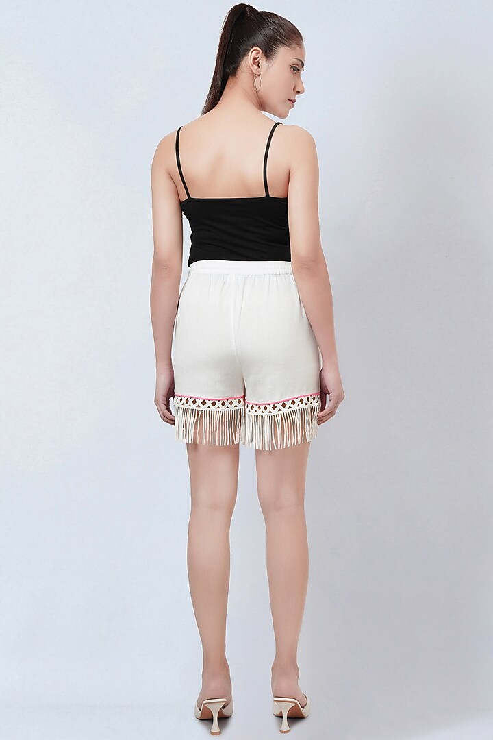 White Rayon Flex Shorts by First Resort by Ramola Bachchan at Pernia's Pop Up Shop