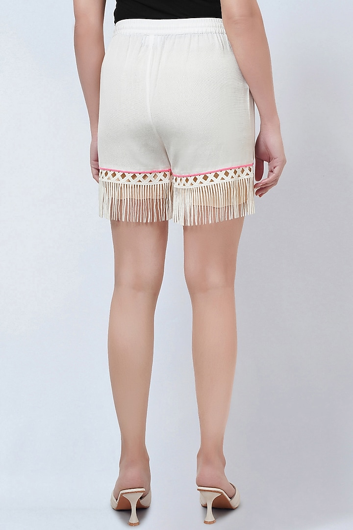 White Rayon Flex Shorts by First Resort by Ramola Bachchan at Pernia's Pop Up Shop