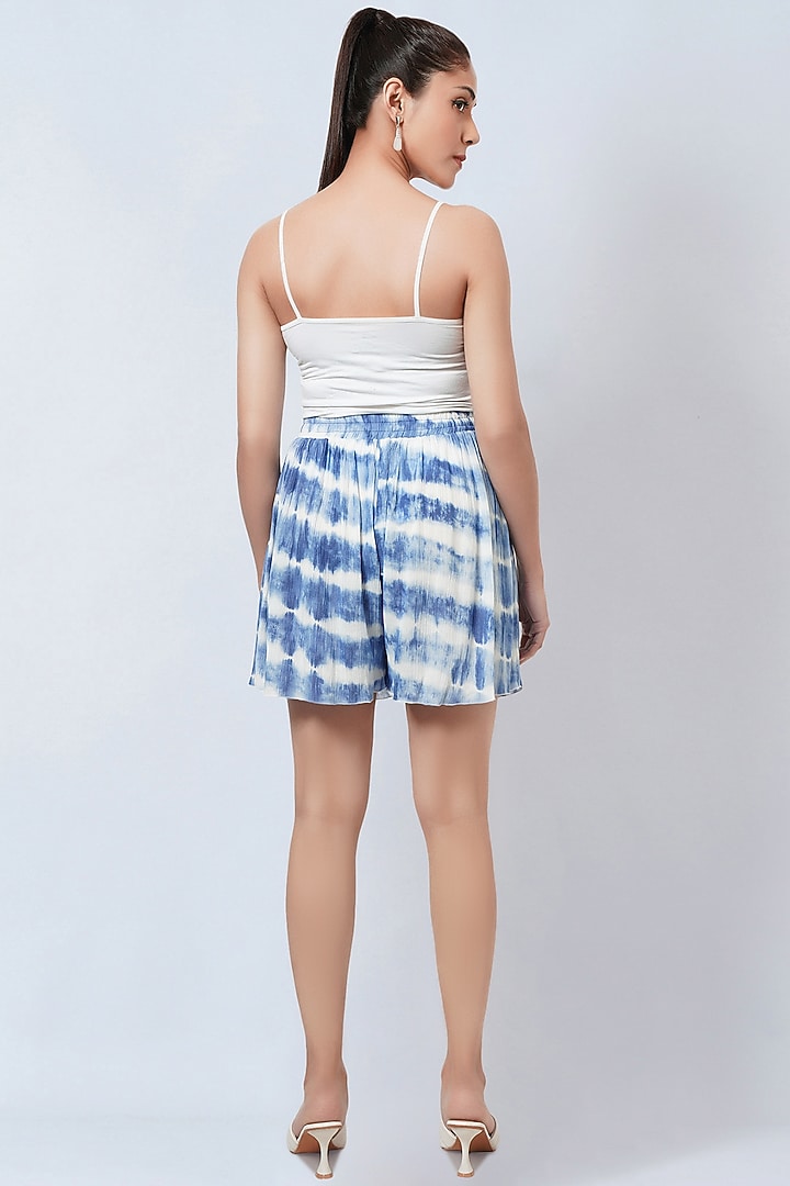 Blue Viscose Rayon Tie-Dye Printed Shorts by First Resort by Ramola Bachchan at Pernia's Pop Up Shop