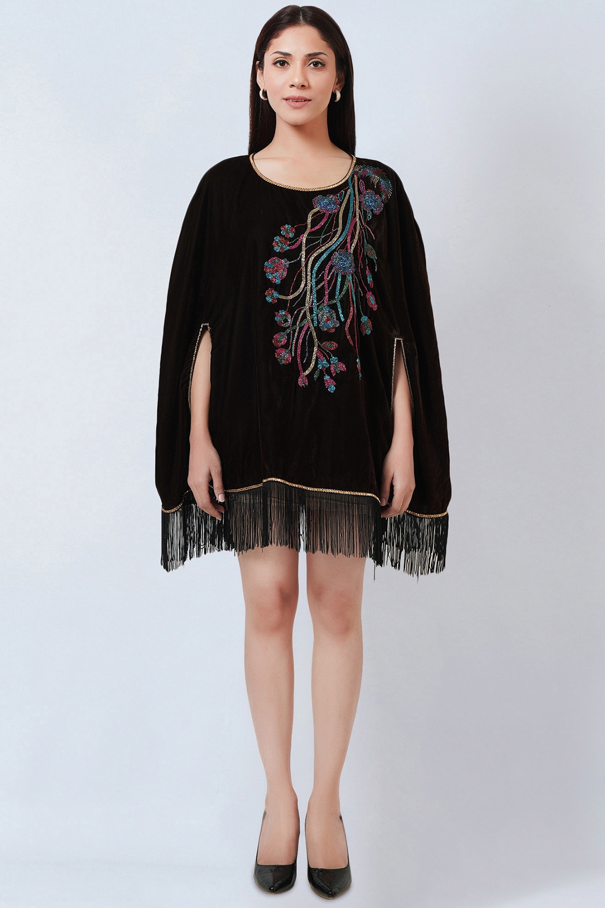 Dress with poncho top hotsell