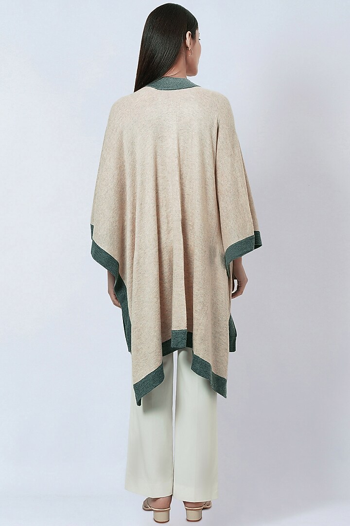 Beige & Grey Cashmere Knitted Cape by First Resort by Ramola Bachchan at Pernia's Pop Up Shop
