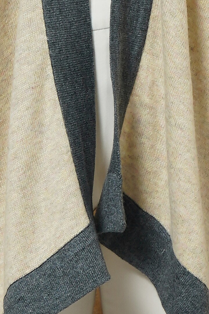 Beige & Grey Cashmere Knitted Cape by First Resort by Ramola Bachchan at Pernia's Pop Up Shop