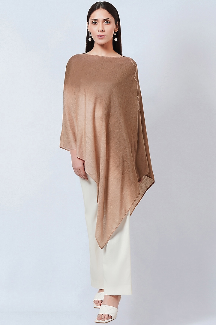 Brown Ombre Cashmere Embellished Poncho Top by First Resort by Ramola Bachchan