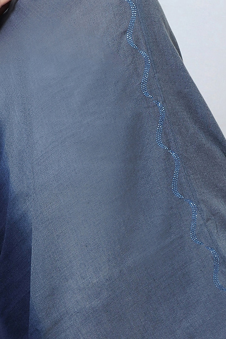 Grey & Blue Ombre Cashmere Embellished Poncho Top by First Resort by Ramola Bachchan at Pernia's Pop Up Shop