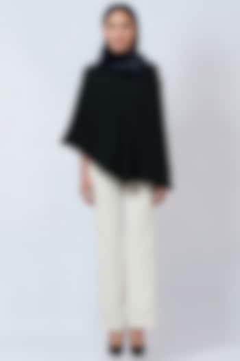 Black Cashmere Asymmetrical Poncho Top by First Resort by Ramola Bachchan