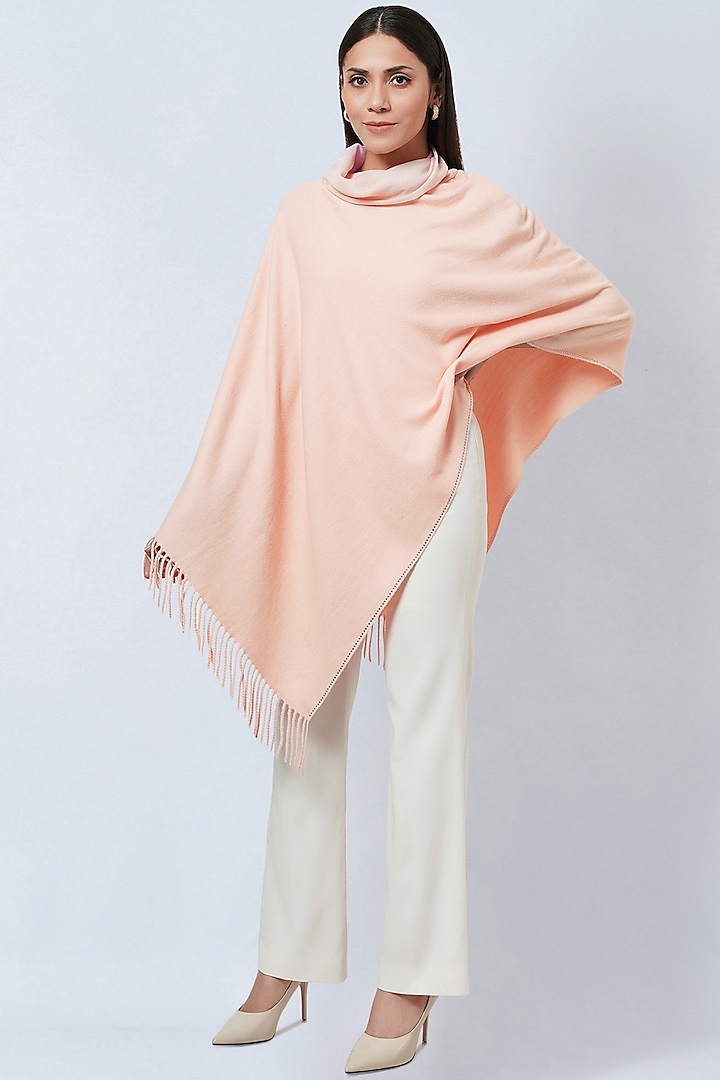 Pink Cashmere Embellished Asymmetrical Poncho Top by First Resort by Ramola Bachchan