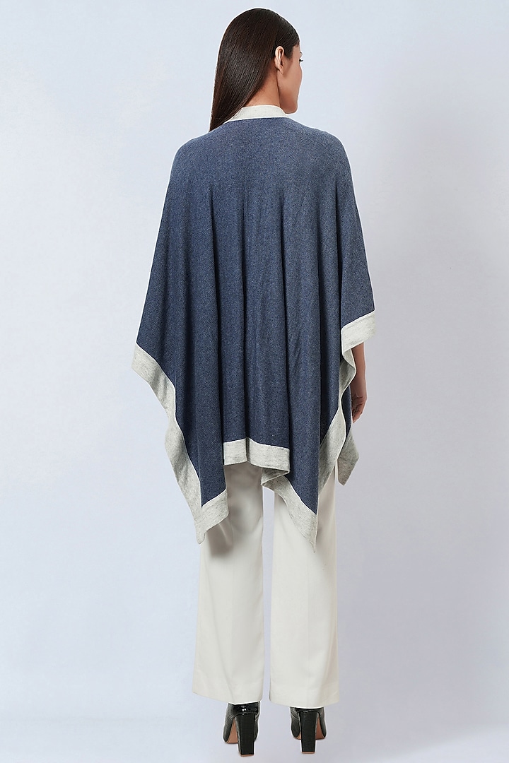 Blue Cashmere Knitted Cape by First Resort by Ramola Bachchan at Pernia's Pop Up Shop