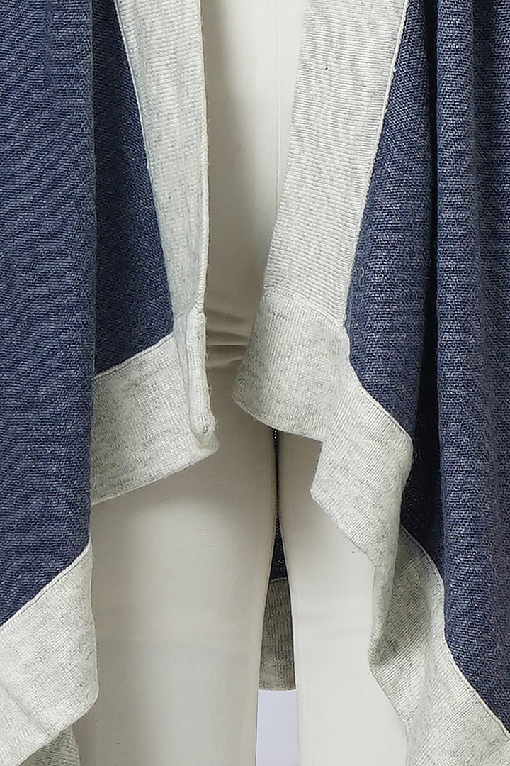 Blue Cashmere Knitted Cape by First Resort by Ramola Bachchan at Pernia's Pop Up Shop
