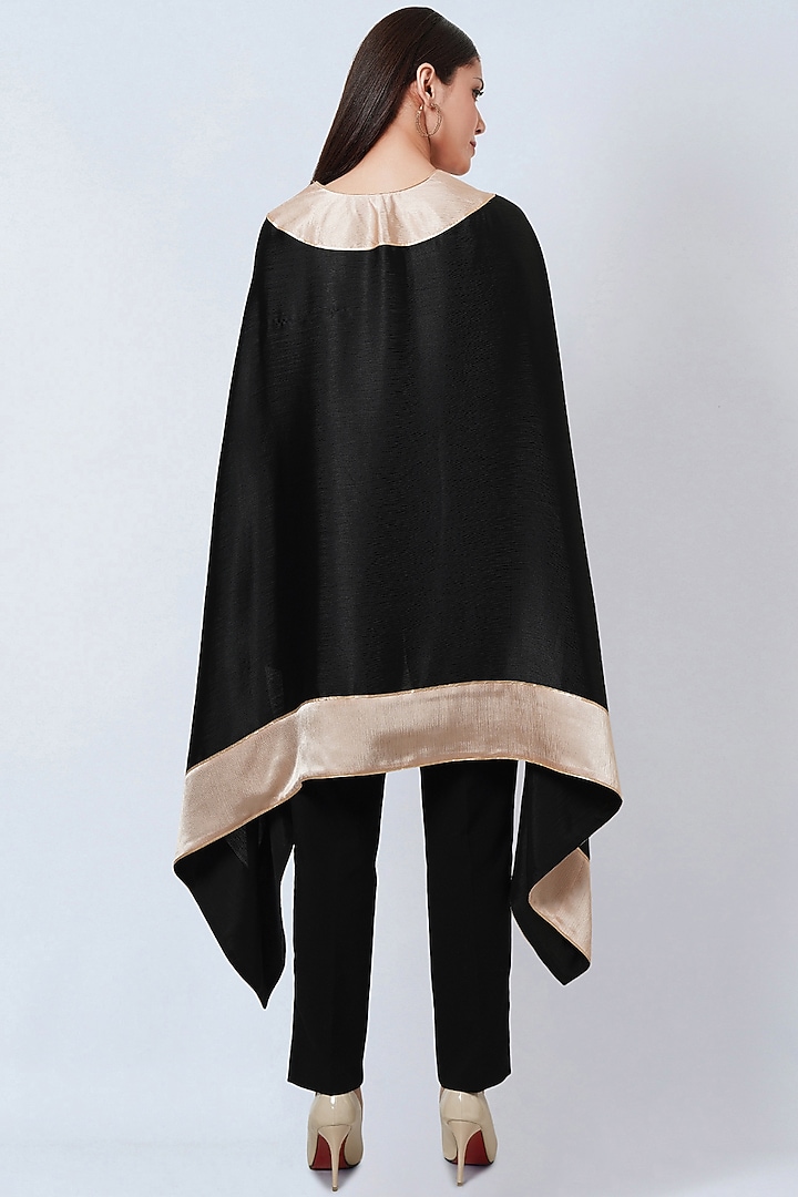 Black & Gold Satin Asymmetric Tunic by First Resort by Ramola Bachchan at Pernia's Pop Up Shop