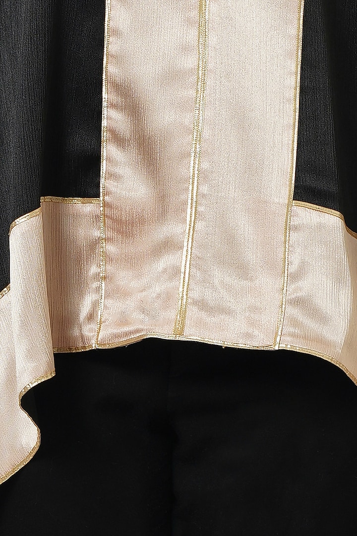 Black & Gold Satin Asymmetric Tunic by First Resort by Ramola Bachchan at Pernia's Pop Up Shop