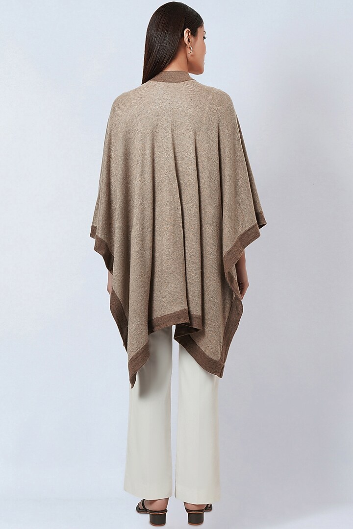 Sand & Brown Cashmere Knitted Long Cape by First Resort by Ramola Bachchan at Pernia's Pop Up Shop