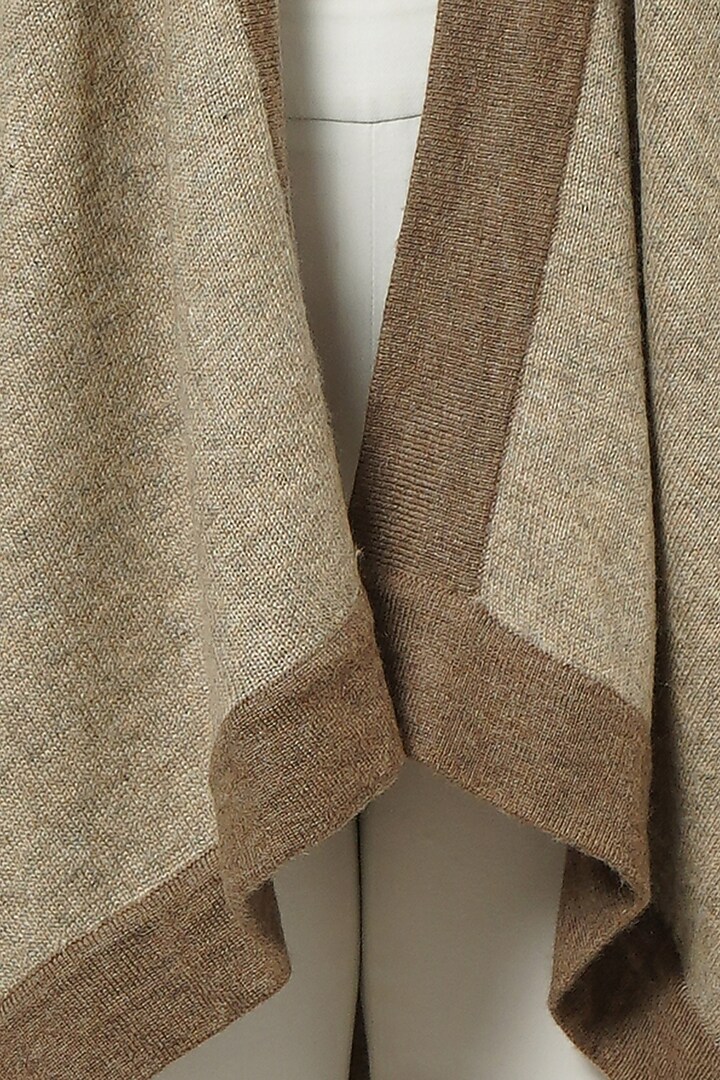 Sand & Brown Cashmere Knitted Long Cape by First Resort by Ramola Bachchan at Pernia's Pop Up Shop