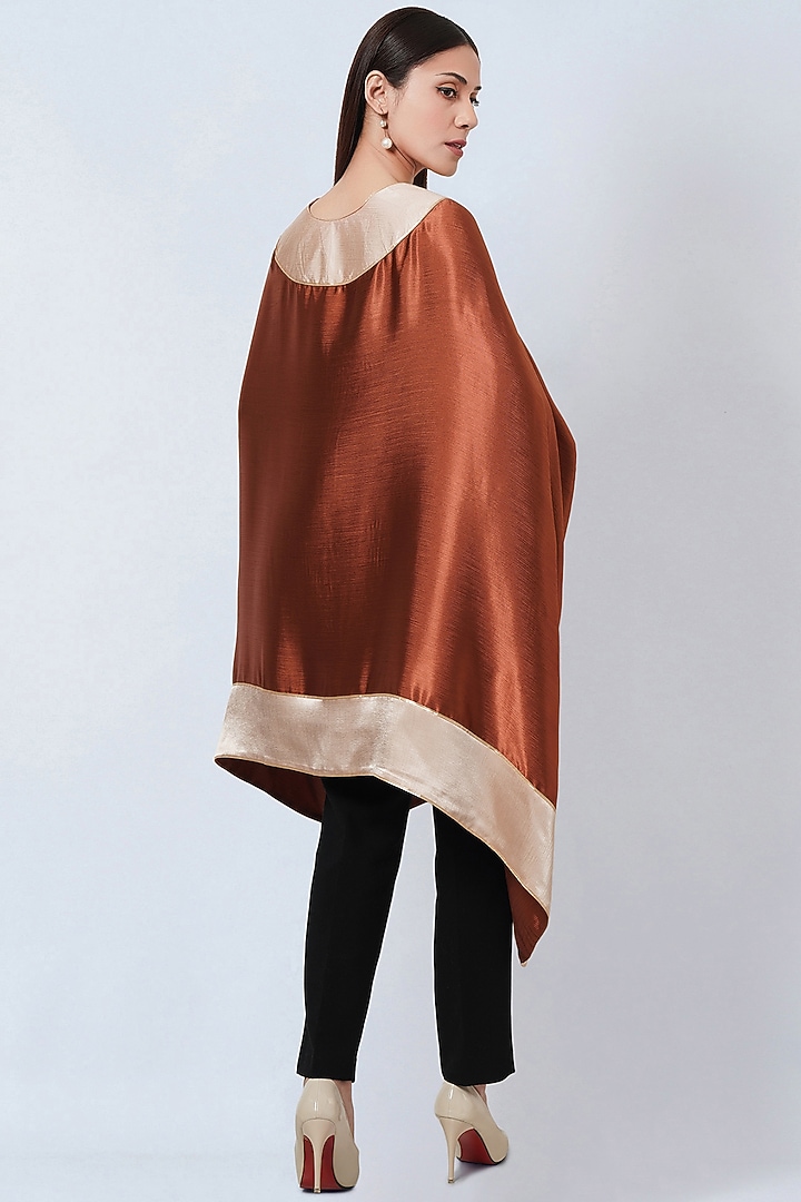 Bronze & Gold Satin Asymmetric Tunic by First Resort by Ramola Bachchan at Pernia's Pop Up Shop