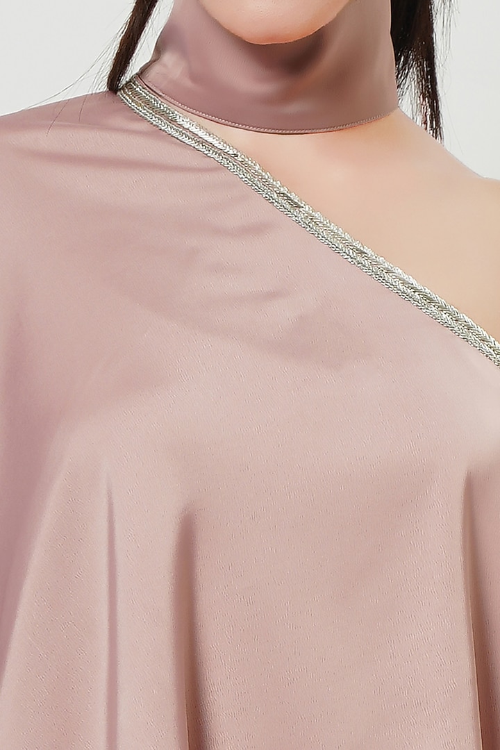 Powder Pink Crepe One-Shoulder Asymmetrical Tunic by First Resort by Ramola Bachchan at Pernia's Pop Up Shop