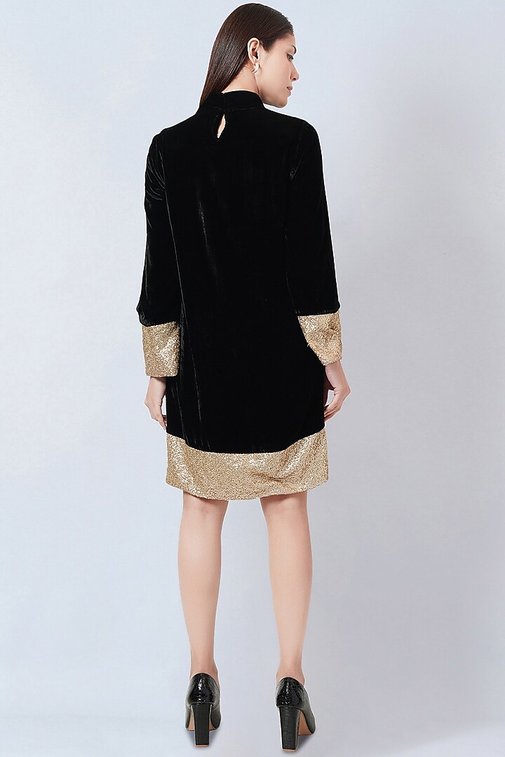 Black Silk Velvet Summer Dress by First Resort by Ramola Bachchan at Pernia's Pop Up Shop