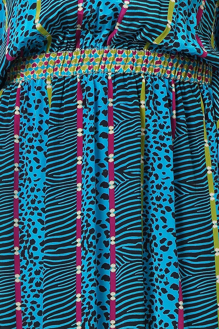 Blue Silk Crepe Printed Kaftan by First Resort by Ramola Bachchan at Pernia's Pop Up Shop
