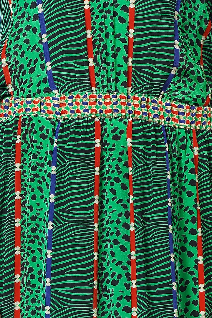 Green Silk Crepe Printed Kaftan by First Resort by Ramola Bachchan at Pernia's Pop Up Shop