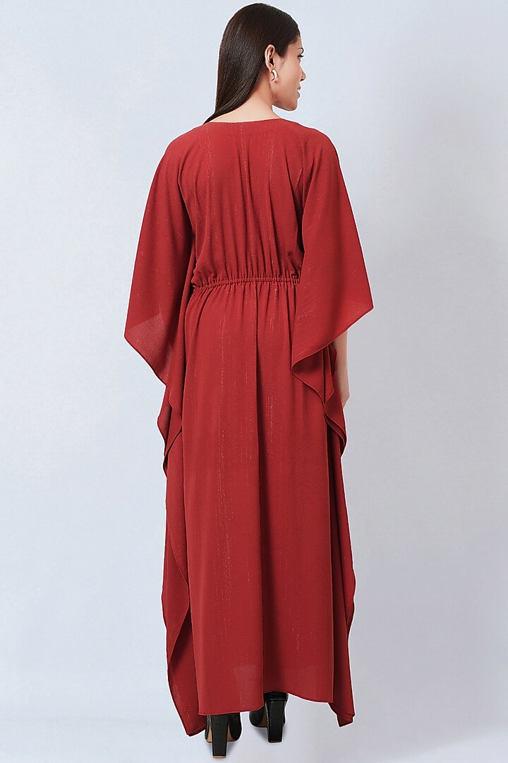 Maroon Lurex Georgette Kaftan by First Resort by Ramola Bachchan at Pernia's Pop Up Shop